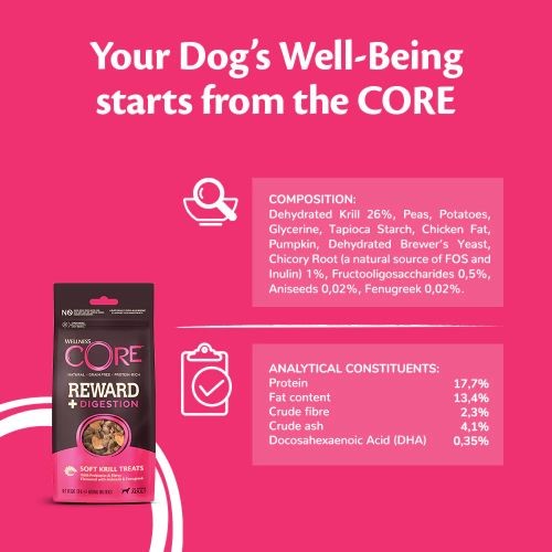 Wellness Core Reward+ Digestion Dog Treats with Krill - 170g