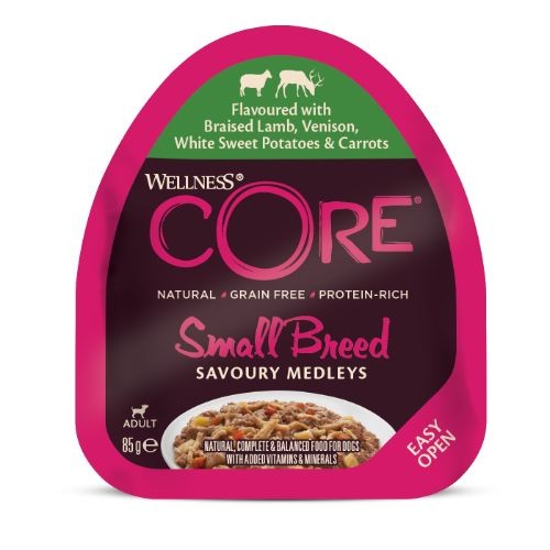 Wellness Core Small Dog Wet Food Savoury Medleys with Lamb, Venison, Sweet Potato and Carrots Grain Free 12 x 85g