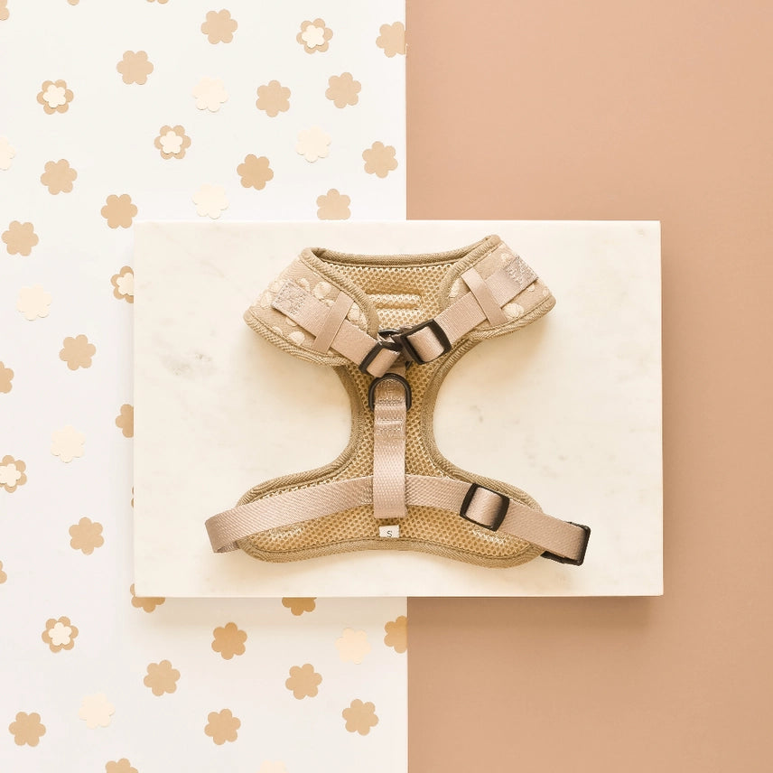 Luxe Adjustable Neck Harness - Mocha Flower