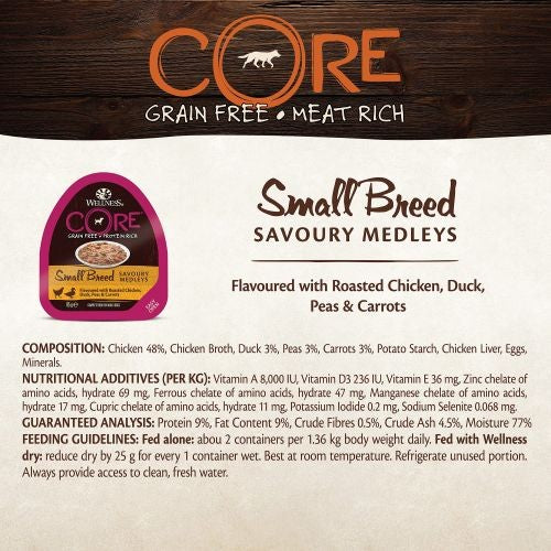 Wellness Core Small Breed Savoury Medleys Butcher Selection Multipack Wet Adult Dog Food 6 x 85g