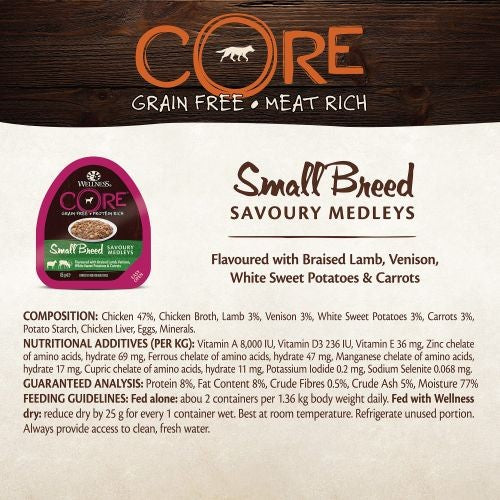 Wellness Core Small Breed Savoury Medleys Farmer Selection Multipack Wet Adult Dog Food 6 x 85g