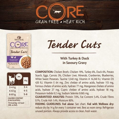Wellness CORE Tender Cuts Turkey Selection Multipack Wet Adult Cat Food 6 x 85g