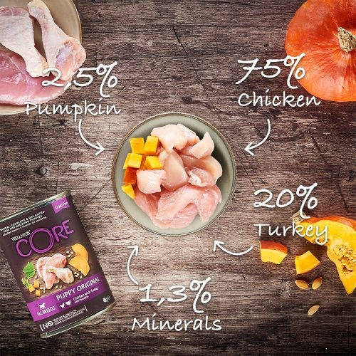 Wellness CORE Wet Puppy Food Cans with Turkey, Chicken and Pumpkin 6 x 400g