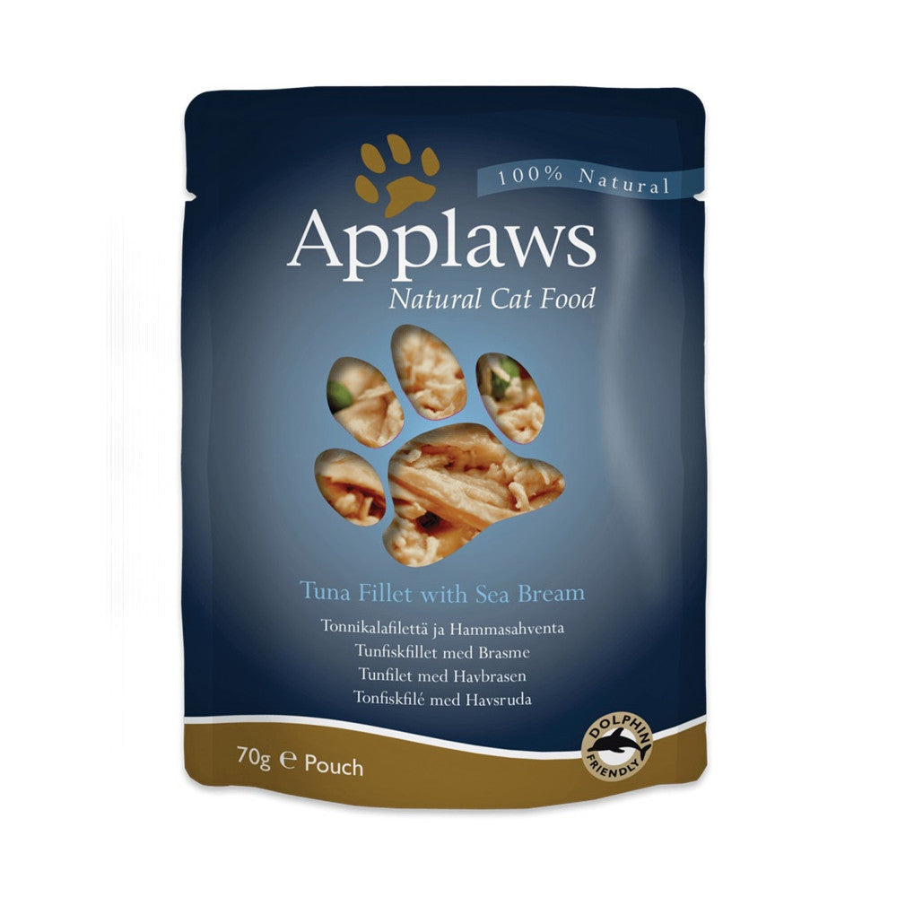 Applaws Natural Cat Pouches with Tuna and Seabream in Broth 12 x 70g