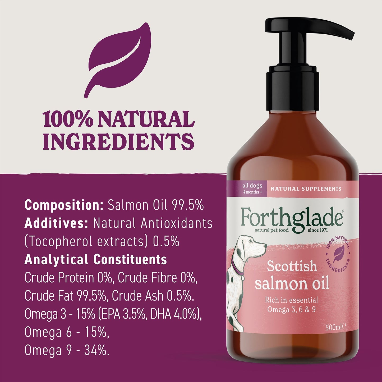 100% Natural Scottish Salmon Oil (1 x 500ml)