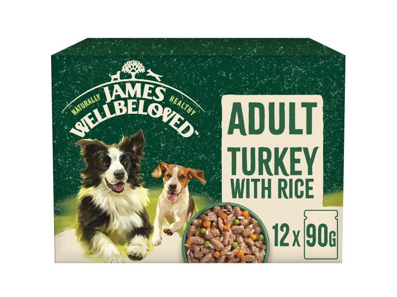 James Wellbeloved Adult Dog Pouch Turkey 12 x 90g