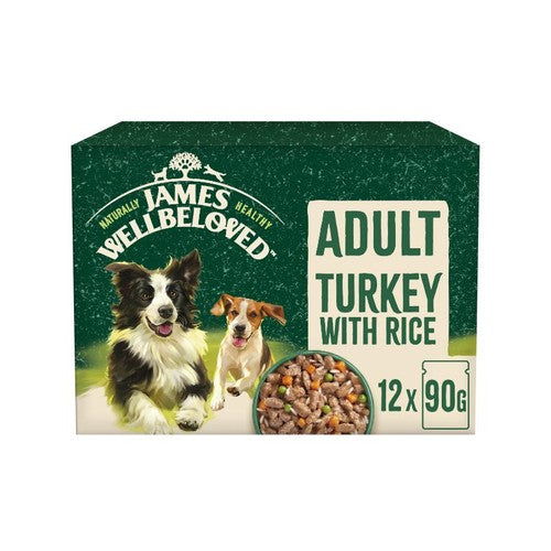 James Wellbeloved Adult Dog Pouch Turkey 12 x 90g
