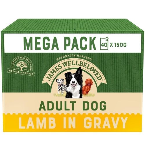 James Wellbeloved Adult Dog Pouch Lamb & Chicken Mega Pack 48 x 90g