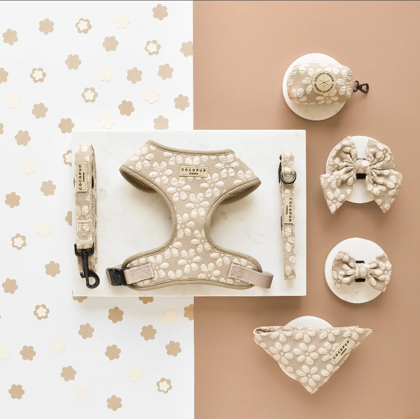 Luxe Adjustable Neck Harness - Mocha Flower