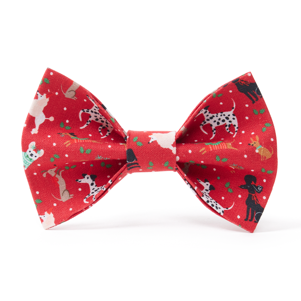 DOG BOW TIE - FESTIVE RED PRINT