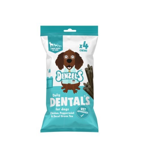 Denzel's Daily Dentals Dog Treats Chicken, Peppermint & Decaf Green Tea Large