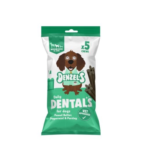 Denzel's Daily Dentals Dog Treats Peanut Butter, Peppermint & Parsley Medium