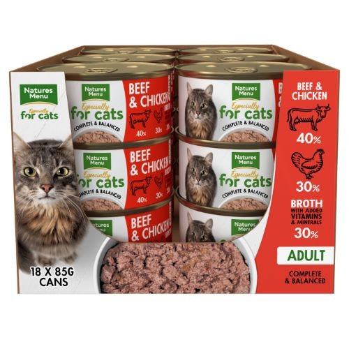 Natures Menu Beef & Chicken Cat can 85g x 18