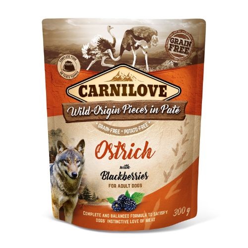 Carnilove Ostrich with Blackberries Wet Dog Food Pouch - 12 x 300g