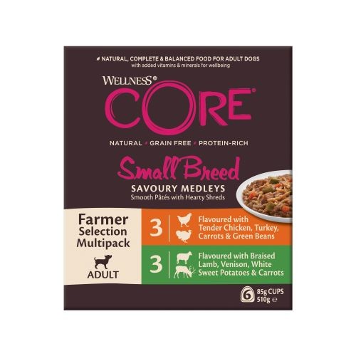 Wellness Core Small Breed Savoury Medleys Farmer Selection Multipack Wet Adult Dog Food 6 x 85g