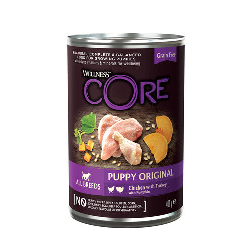 Wellness CORE Wet Puppy Food Cans with Turkey, Chicken and Pumpkin 6 x 400g