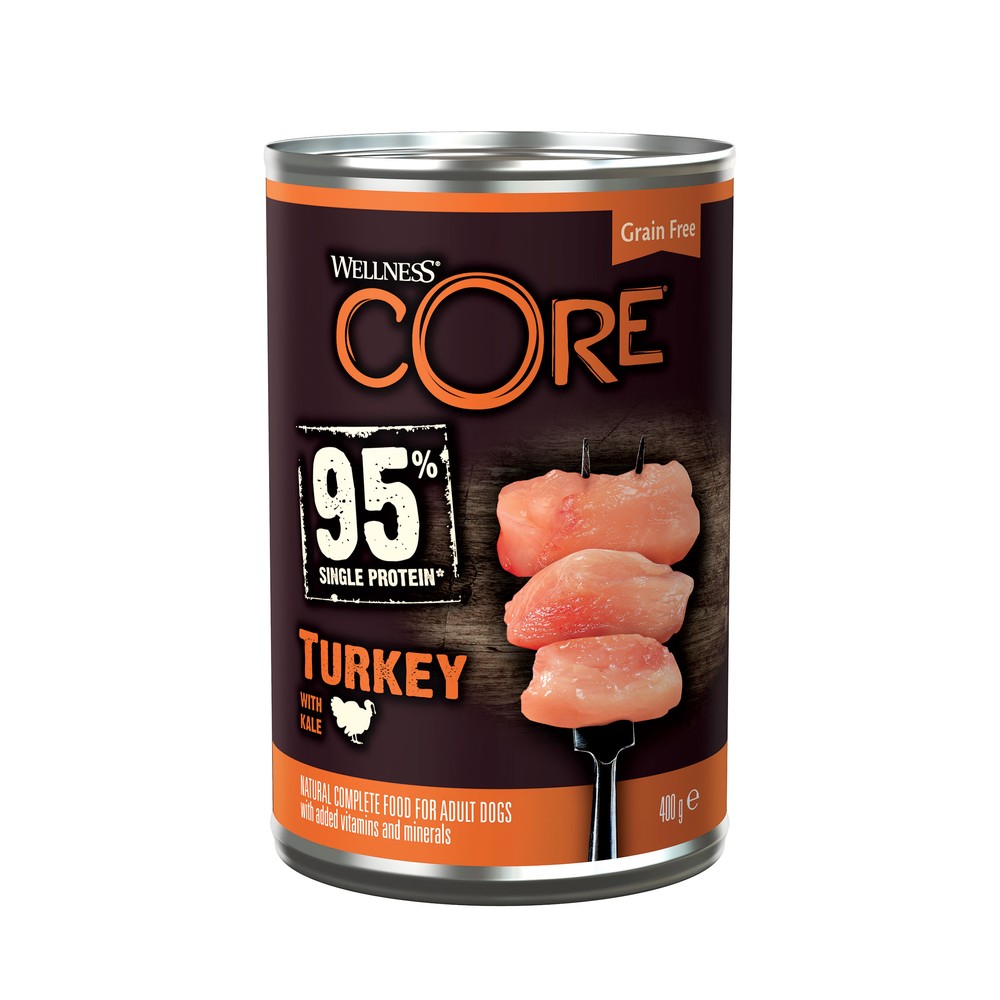 Wellness Core 95% Turkey with Kale Wet Adult Grain Free Dog Food 6 x 400g