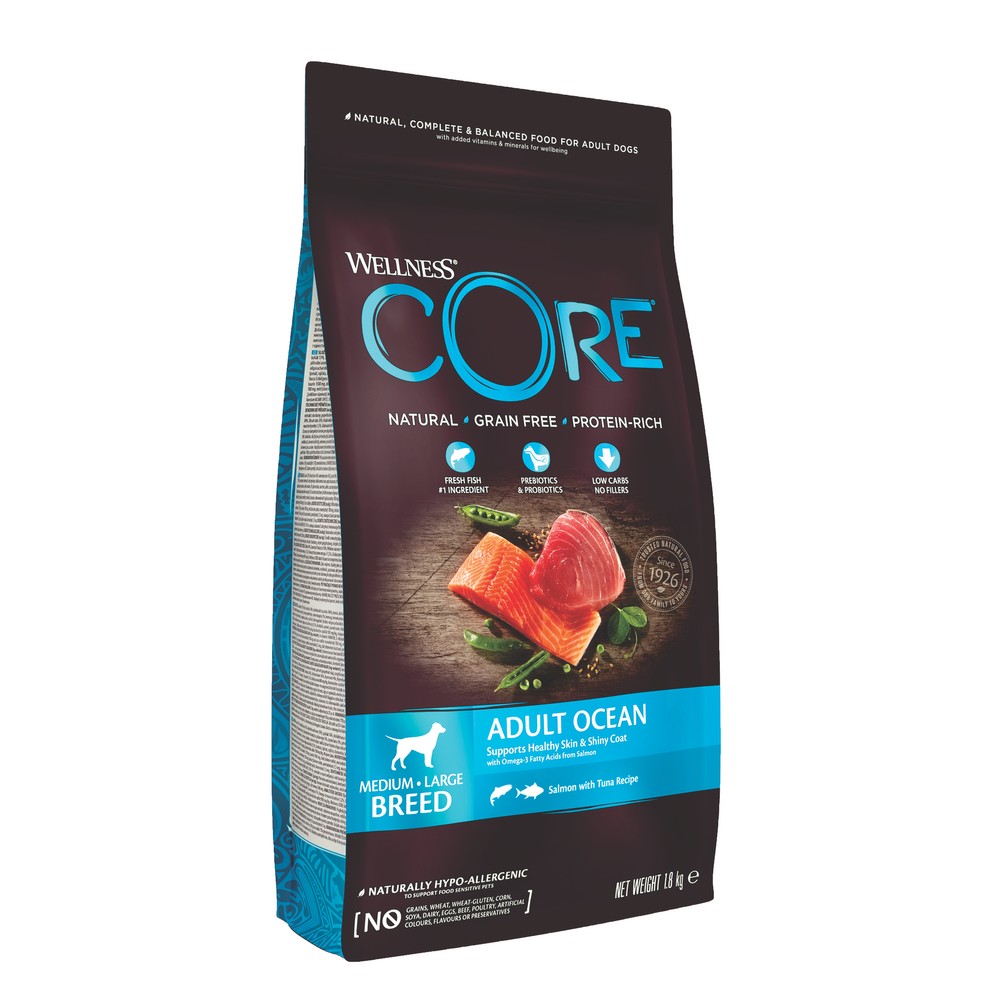 Wellness CORE Ocean Fish Salmon and Tuna Grain Free Adult Dry Dog Food 1.8kg