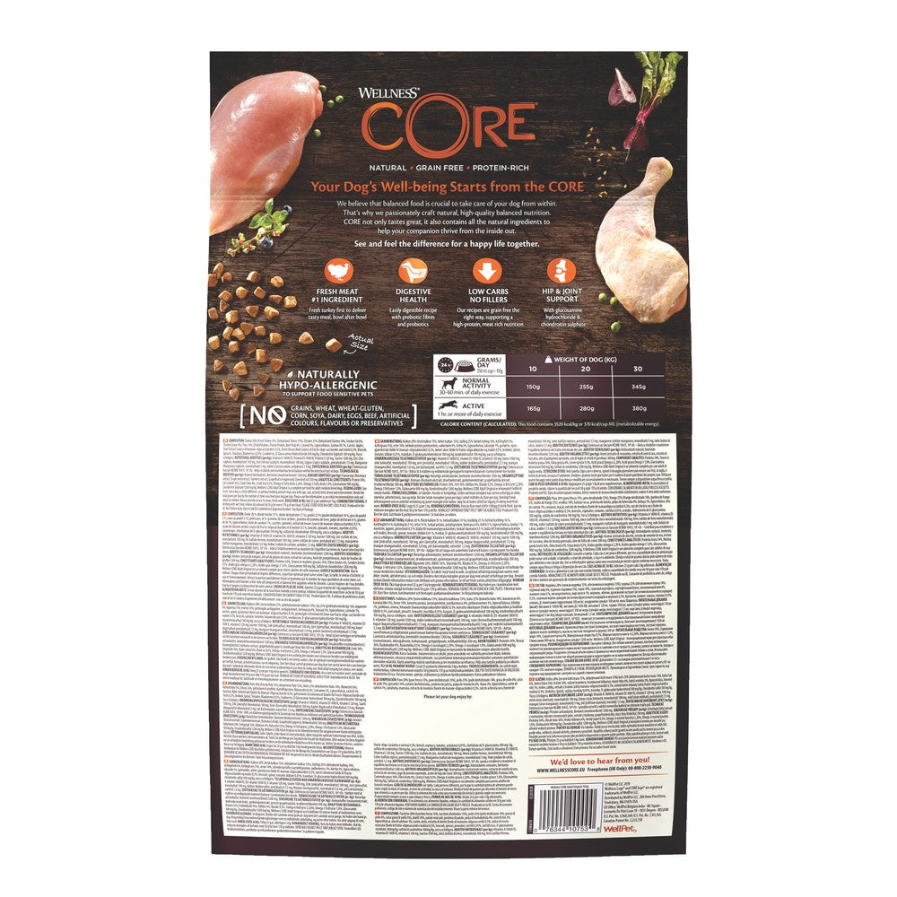 Wellness CORE Original Turkey and Chicken Grain Free Adult Dry Dog Food 10kg