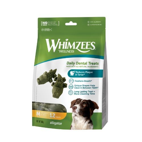 Whimzees Alligator Dental Dog Chew Treat Pack 87mm Medium 12 Pack