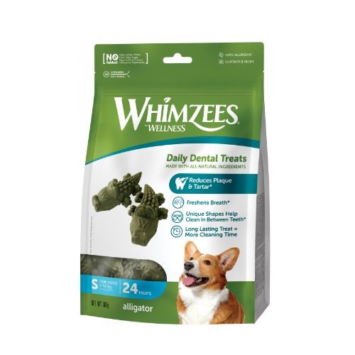 Whimzees Alligator 69mm Small Dental Dog Chew Treat Pack 24 Pack