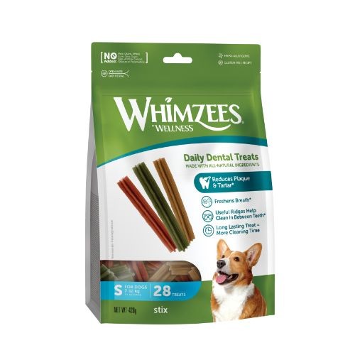 Whimzees Stix Dental Dog Chew Treat Pack 120mm Small 28 Pack