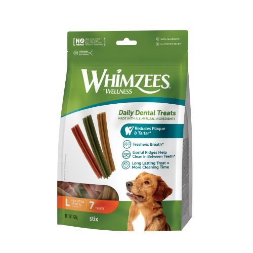 Whimzees Stix Dental Dog Chew Treat Pack of 7 - 180mm Large