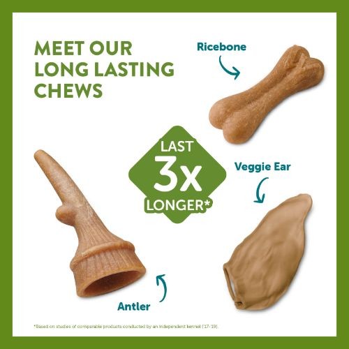 Whimzees Antler Dental Chew Dog Medium Treat Pack - 12pk