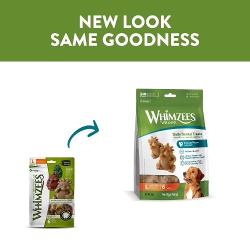 Whimzees Hedgehog Dental Dog Chew Treat Pack 76mm Large 6 Pack