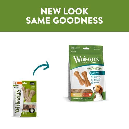 Whimzees Rice Bone 114mm Dental Dog Chew Treat Pack 9 Pack