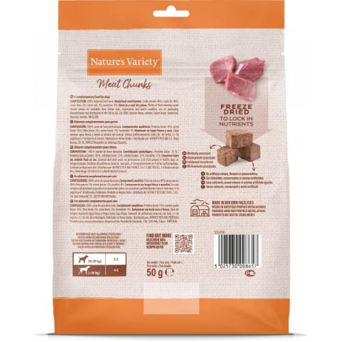 Nature's Variety Freeze Dried Beef Chunks Dog Food - 50g