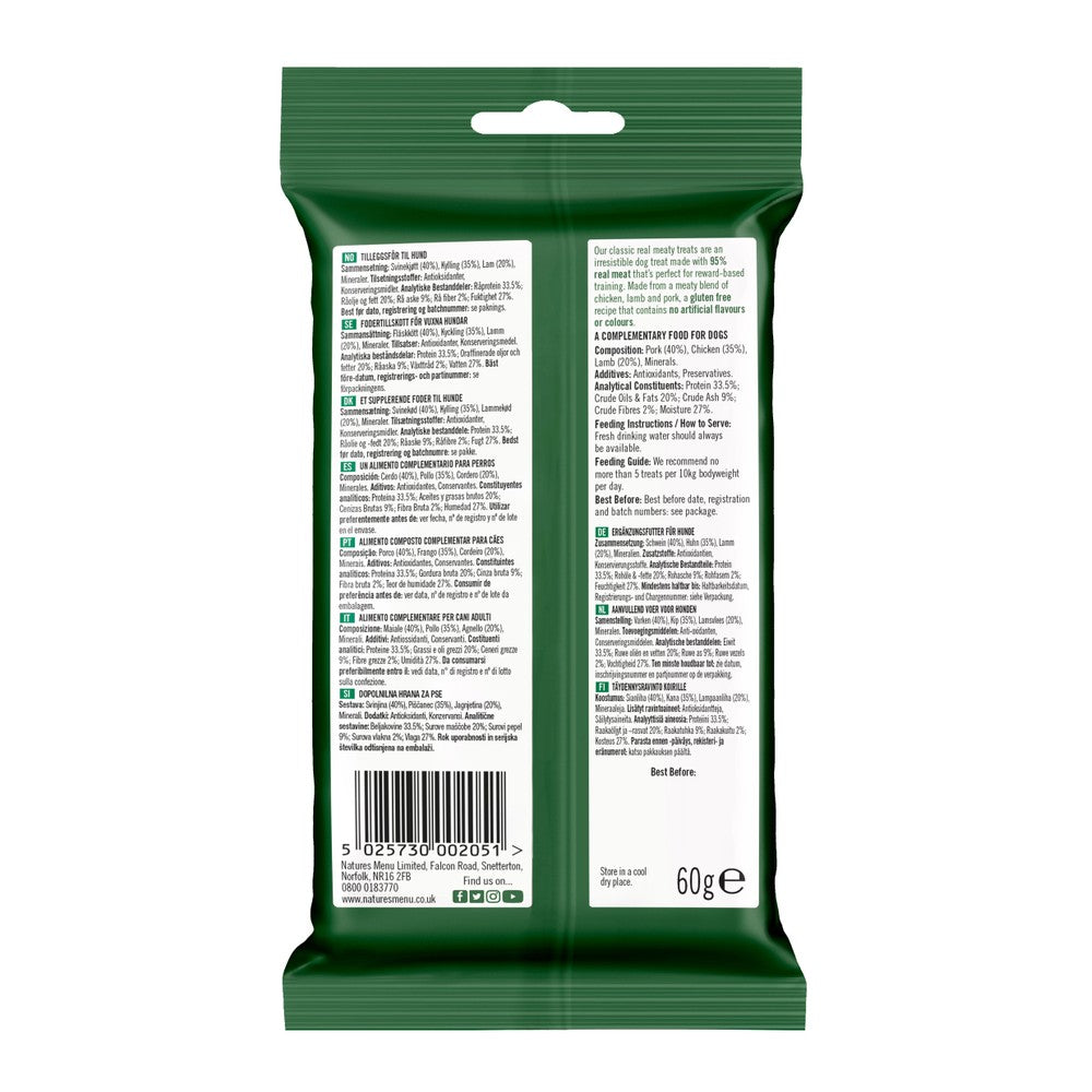 Natures Menu Real Meaty Dog Treat with Lamb and Chicken 60g