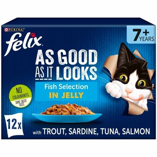 Felix As Good As It Looks Senior Cat Pouches Fish Selection in Jelly 12 x 100g