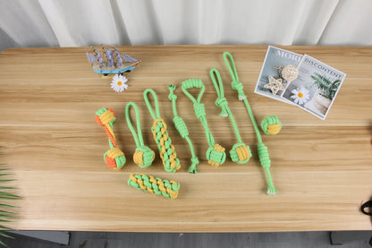Toys Set of 9 - Handmade Cotton Rope Dog Chew