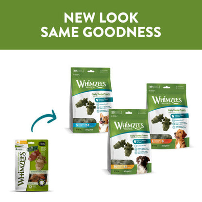Whimzees Alligator Dental Dog Chew Treat Pack 87mm Medium 12 Pack