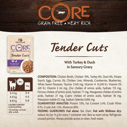Wellness CORE Tender Cuts Turkey Selection Multipack Wet Adult Cat Food 6 x 85g