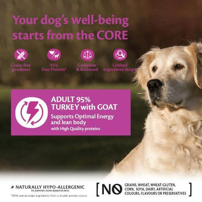 Wellness Core Wet Dog Food Can with 95% Turkey and Goat with Sweet Potato 6 x 400g