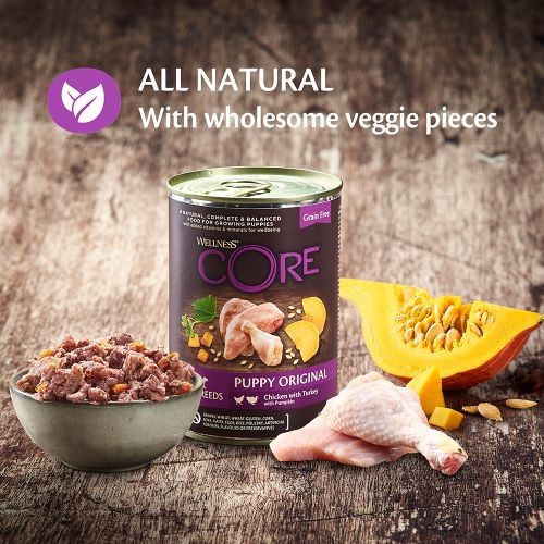 Wellness CORE Wet Puppy Food Cans with Turkey, Chicken and Pumpkin 6 x 400g