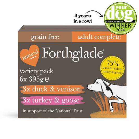 National Trust Turkey & Goose and Duck & Venison Natural Wet Dog Food - Variety Pack (6x395g)