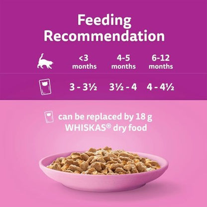 Whiskas 2-12 Months Kitten Food Pouches Poultry Selection in Jelly 12 x 100g