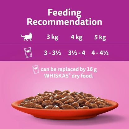 Whiskas Adult 1+ Cat Food Pouches Meat Selection in Gravy 12 x 100g