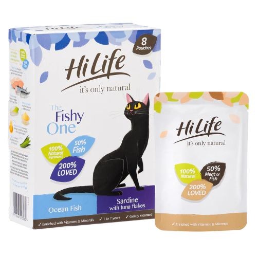 HiLife It's Only Natural Grain Free Cat Pouches The Fishy One in Jelly 8 x 70g