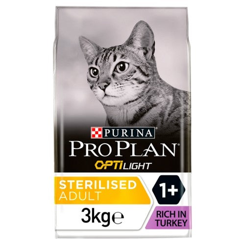 Pro Plan Light Adult Dry Cat Food with OPTILIGHT Turkey 3kg