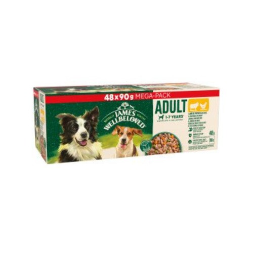 James Wellbeloved Adult Dog Pouch Lamb & Chicken Mega Pack 48 x 90g