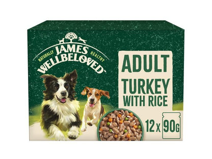 James Wellbeloved Adult Dog Pouch Turkey 12 x 90g