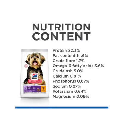 Hill's Science Plan Adult Sensitive Stomach & Skin Small & Mini Dry Dog Chicken 1.5kg