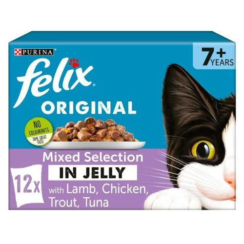 Felix Senior Cat Food Pouches Mixed Lamb Selection In Jelly 12 x 100g