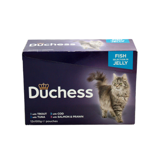 Duchess Adult Wet Cat Food Pouches Fish in Jelly 12 x 100g