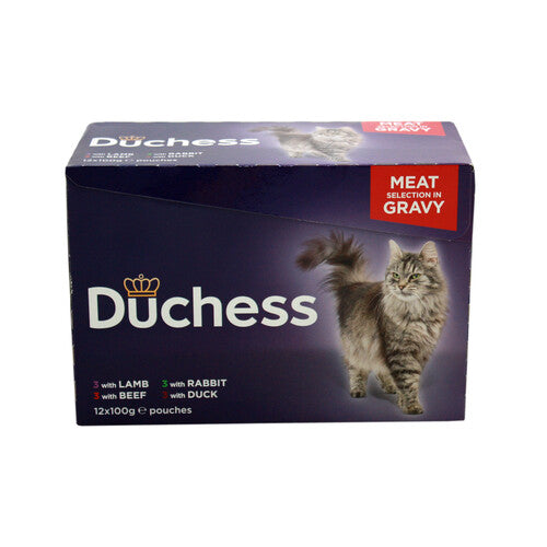 Duchess Adult Wet Cat Food Pouches Meat in Gravy 12 x 100g