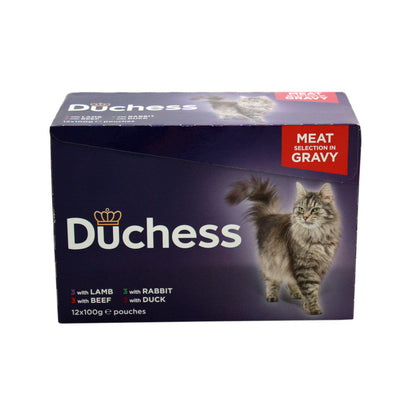 Duchess Adult Wet Cat Food Pouches Meat in Gravy 12 x 100g